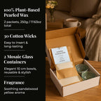 Candle Making Kit - 100% Plant-Based Pearled Wax, 30 Wicks, 2 Mosaic Bowls & Jasmine Fragrance