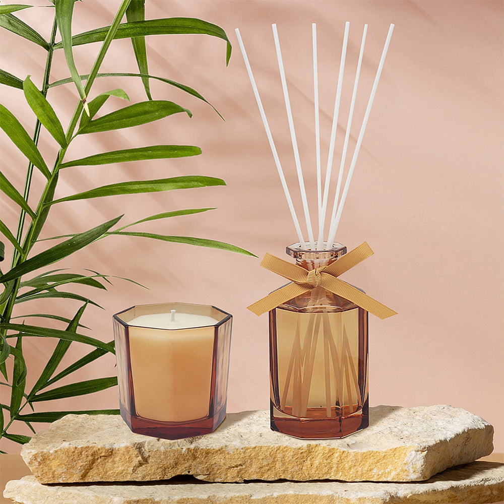 Candle & Diffuser Set Pomegranate & Peony 180ml - Amber