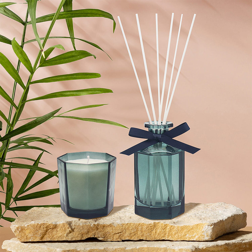 Candle & Diffuser Set Oud & Sandalwood 180ml - Blue