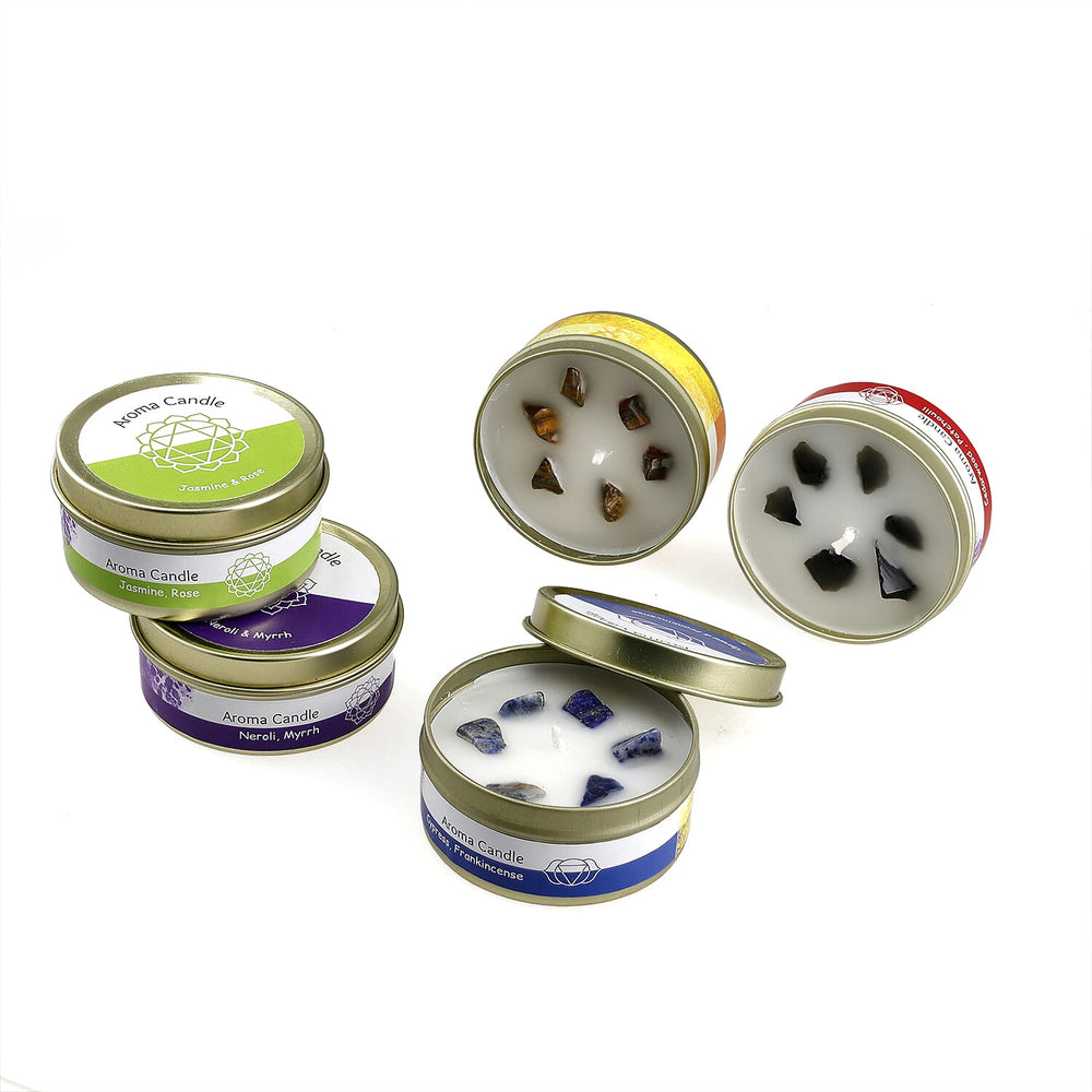 The Luxury Set of 5 Scented Gemstone Candle Fragrance Vanilla, Jasmine, Rose - Lemongrass - 45gm each