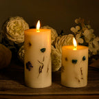 Set of 2 LED Wax Candle Lights Embedded with Dry Flower (2AA Battery not inc.) - Blue
