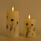 Set of 2 LED Wax Candle Lights Embedded with Dry Flower (2AA Battery not inc.) - Blue