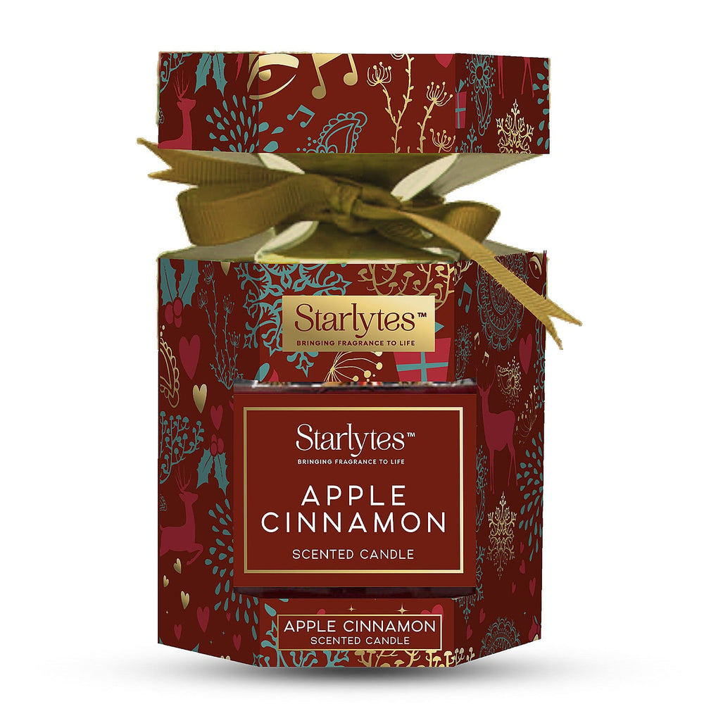 Starlytes Christmas Gift Pack Apple Cinnamon Scented Candles - Red