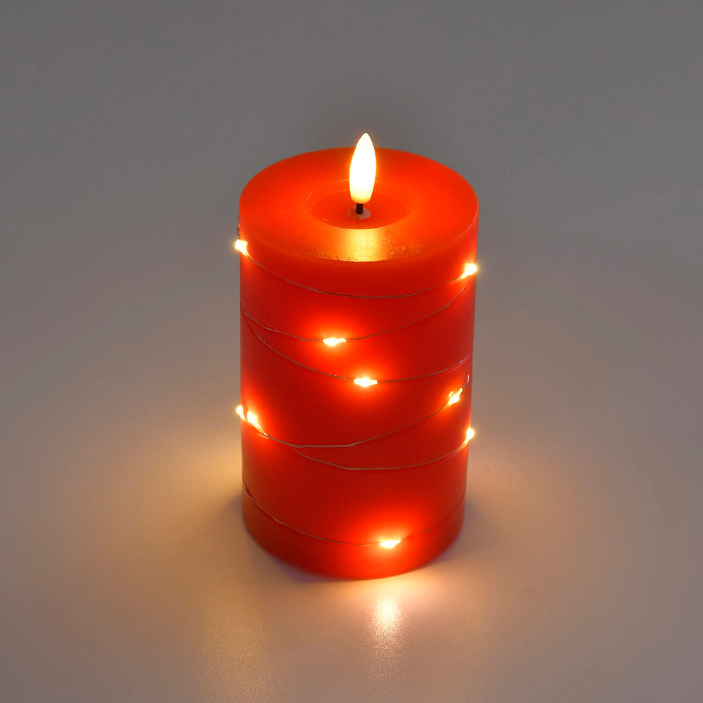 Set of 3 LED Candle with Remote (2AA Battery not inc.) - Red
