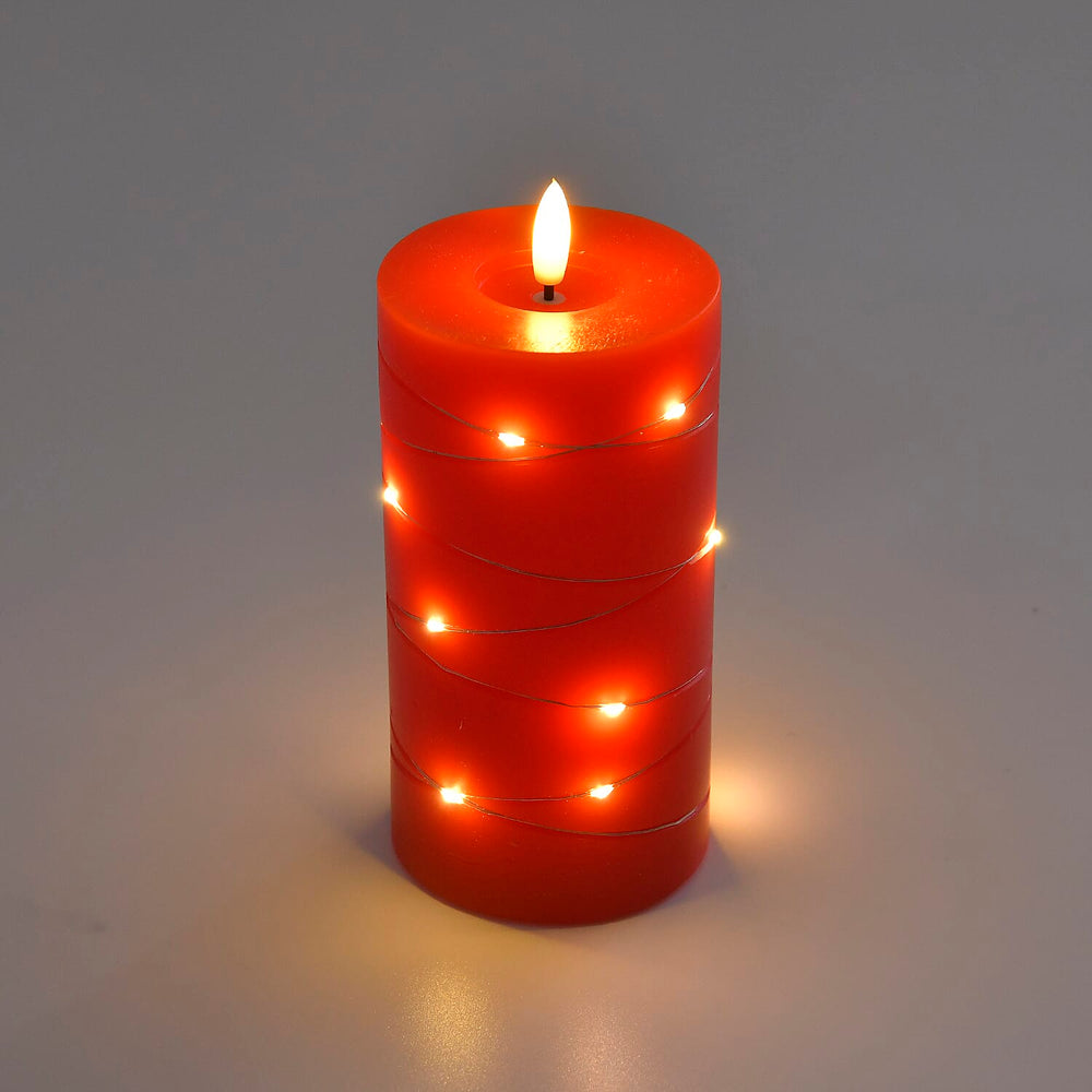 Set of 3 LED Candle with Remote (2AA Battery not inc.) - Red