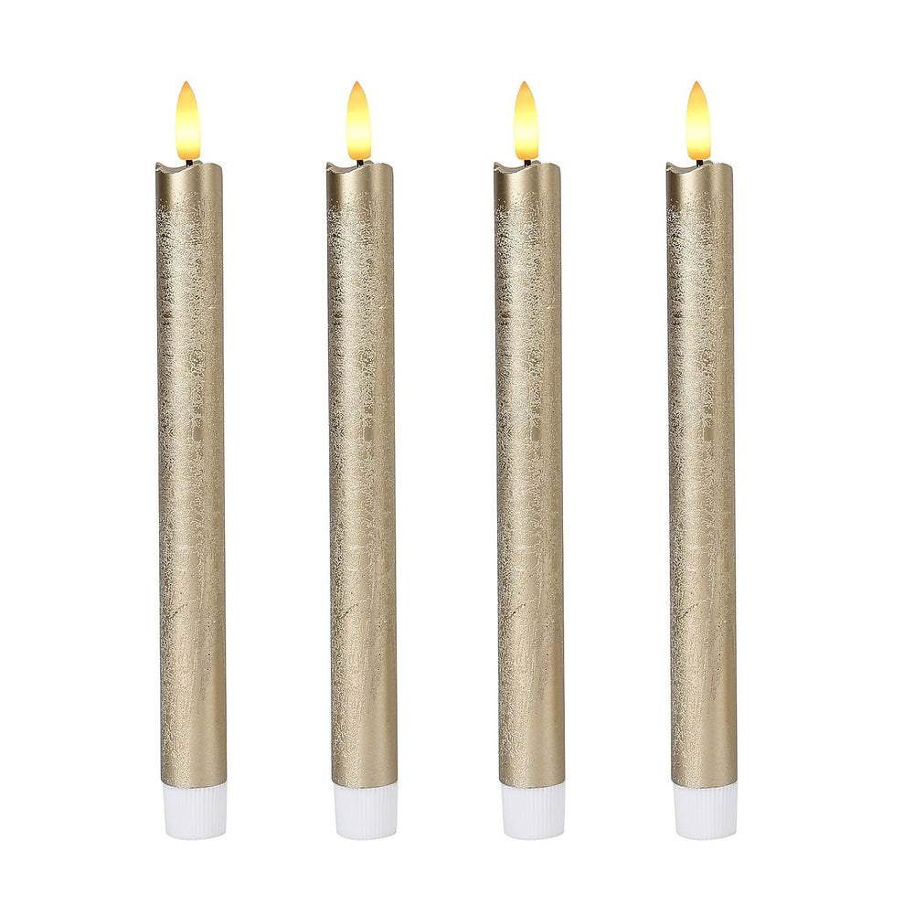 Set of 4 Flameless LED Candles (2 AAA Batteries,Not Incl.) - Gold