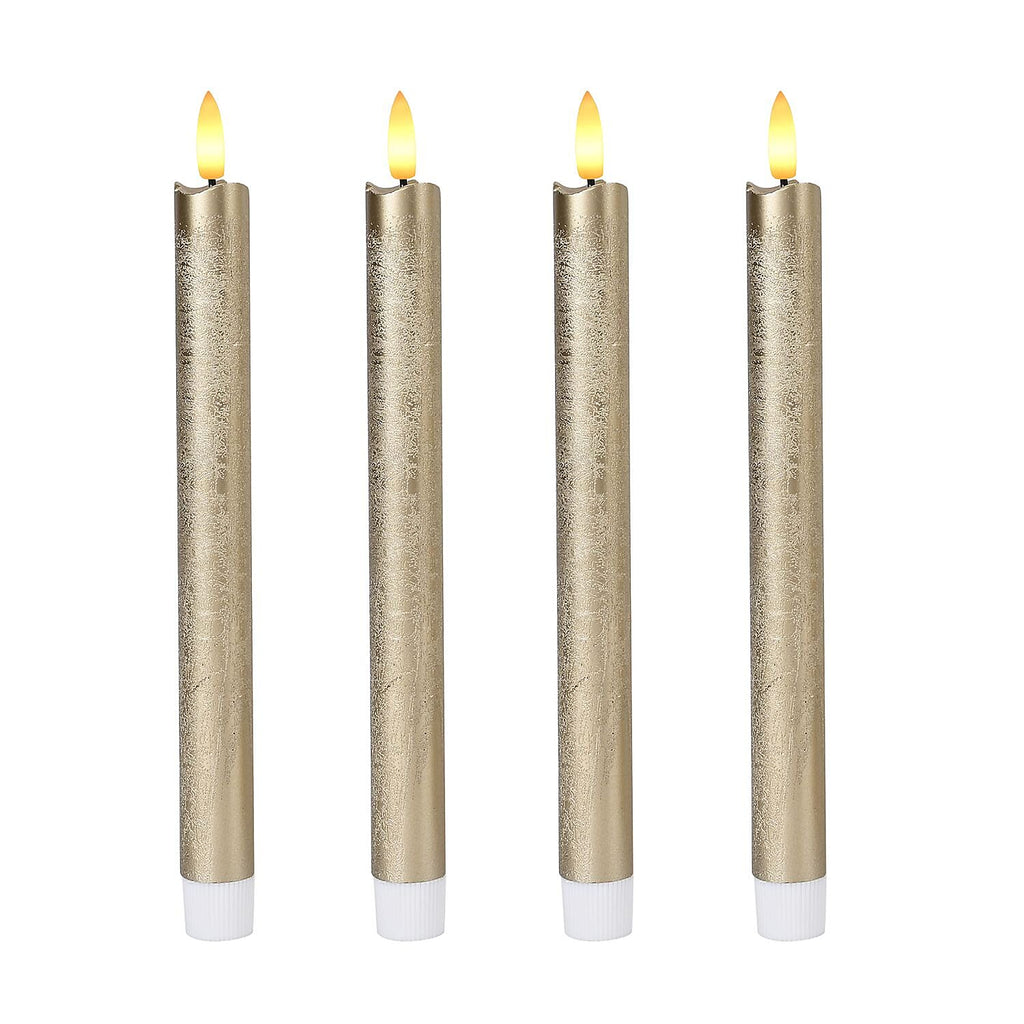 Set of 4 Flameless LED Candles (2 AAA Batteries,Not Incl.) - Gold