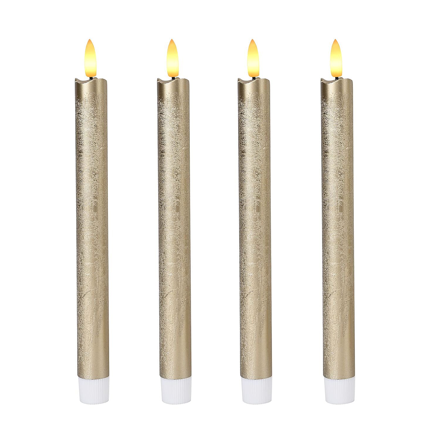 Set of 4 Flameless LED Candles (2 AAA Batteries,Not Incl.) - Gold