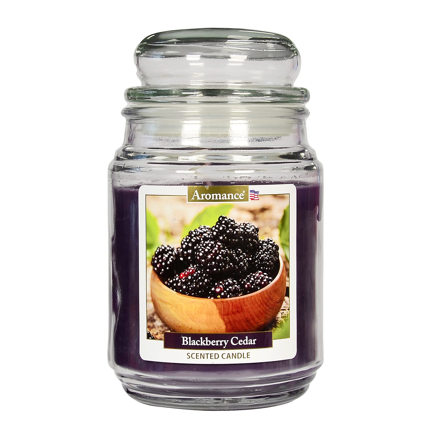 One Time Deal -Aromance Blackberry Cedar Scented Candle 18oz - Dark purple