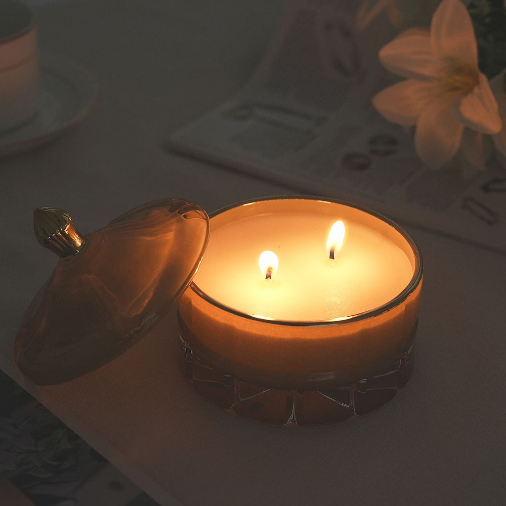Aroma Glow Glass Jar Candles Oud Wood Scent (150g) (28hr Burn Time) - Green