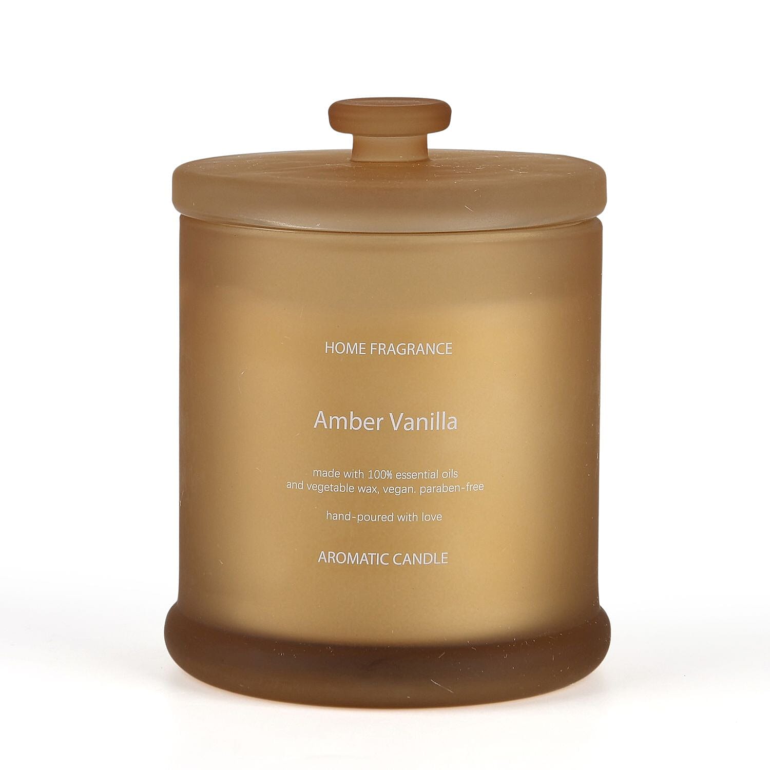 THE HOME LUXURY - Amber Vanilla Scent Glass Jar Soy Candle with Burn Time upto 55 Hours - Light Brown 370 grams