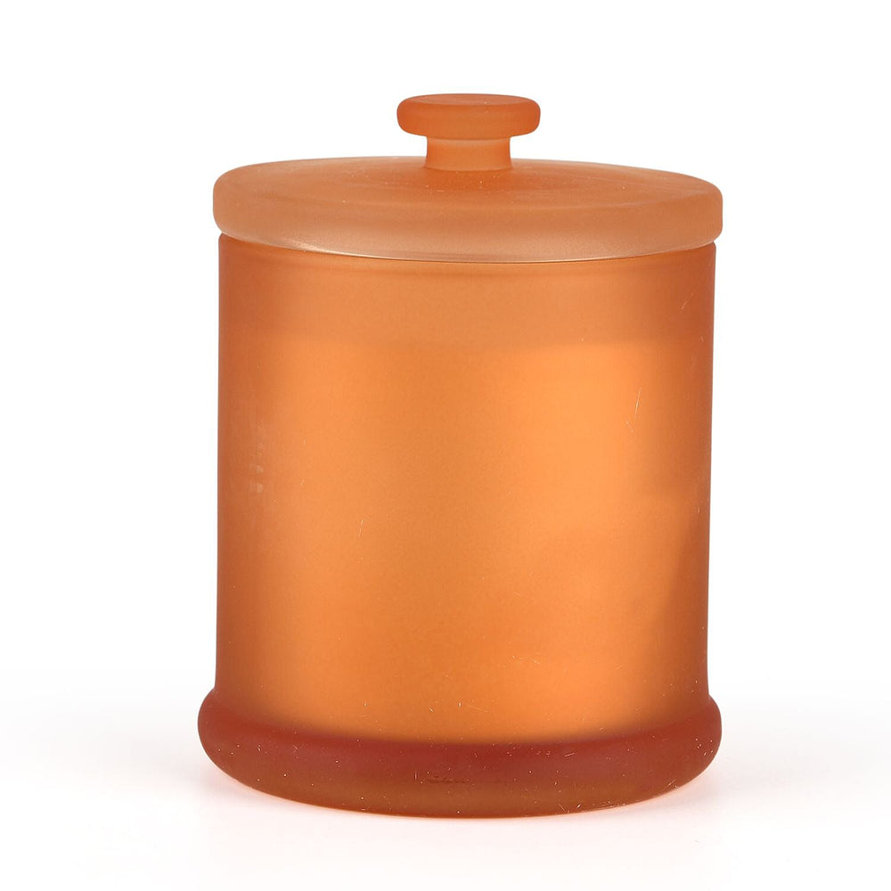 THE HOME LUXURY - Leather - Saffron Scent Glass Jar Soy Candle with Burn Time upto 55 Hours - Orange