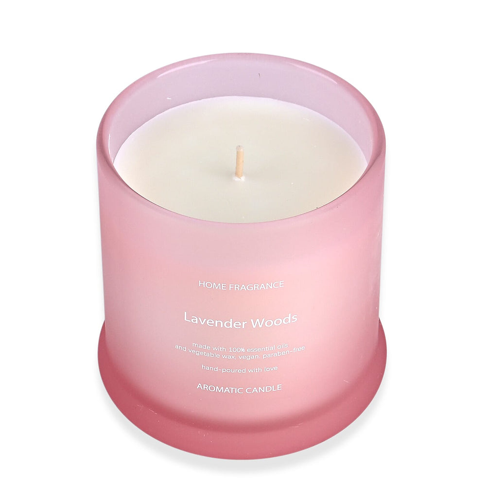 THE HOME LUXURY - Lavender Woods Scent Glass Jar Soy Candle with Burn Time upto 55 Hours - Snow Purple