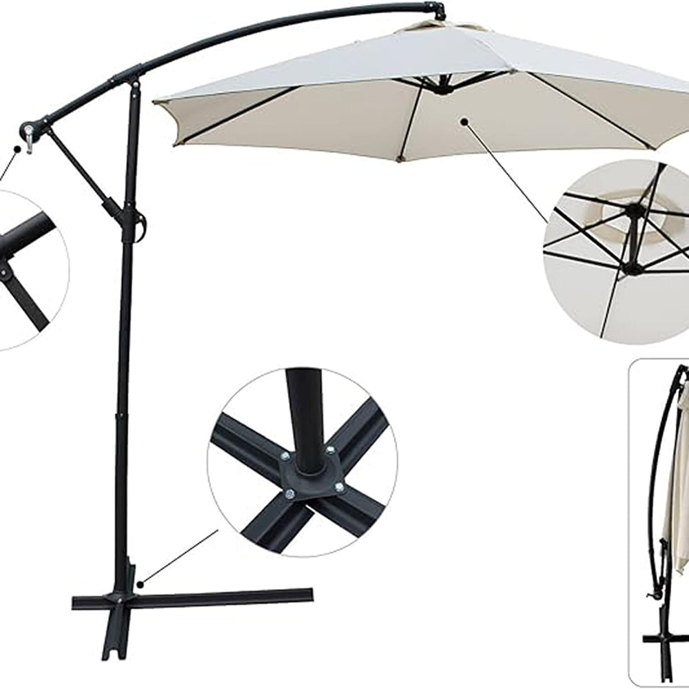 Premium Cantilever Garden Parasol with UV30- Protective Canopy - Cream