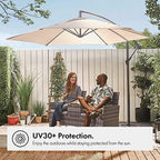 Premium Cantilever Garden Parasol with UV30- Protective Canopy - Cream