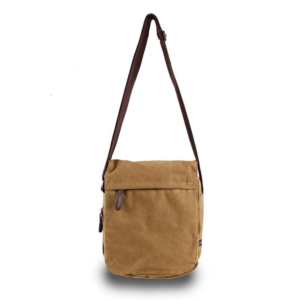 Canvas Crossbody Front Flap Bag - Khaki