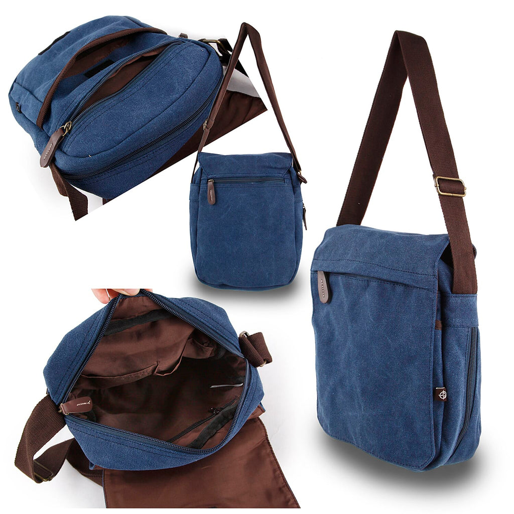 Canvas Crossbody Front Flap Bag - Navy
