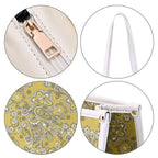 Designer Closeout- Fully Lined Jacquard Canvas Tote Bag with Zipper Closure and Handles - Yellow