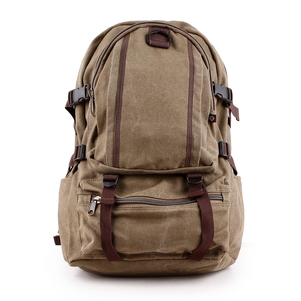 Canvas Side Flaps with Contrast Piping Backpack - Green