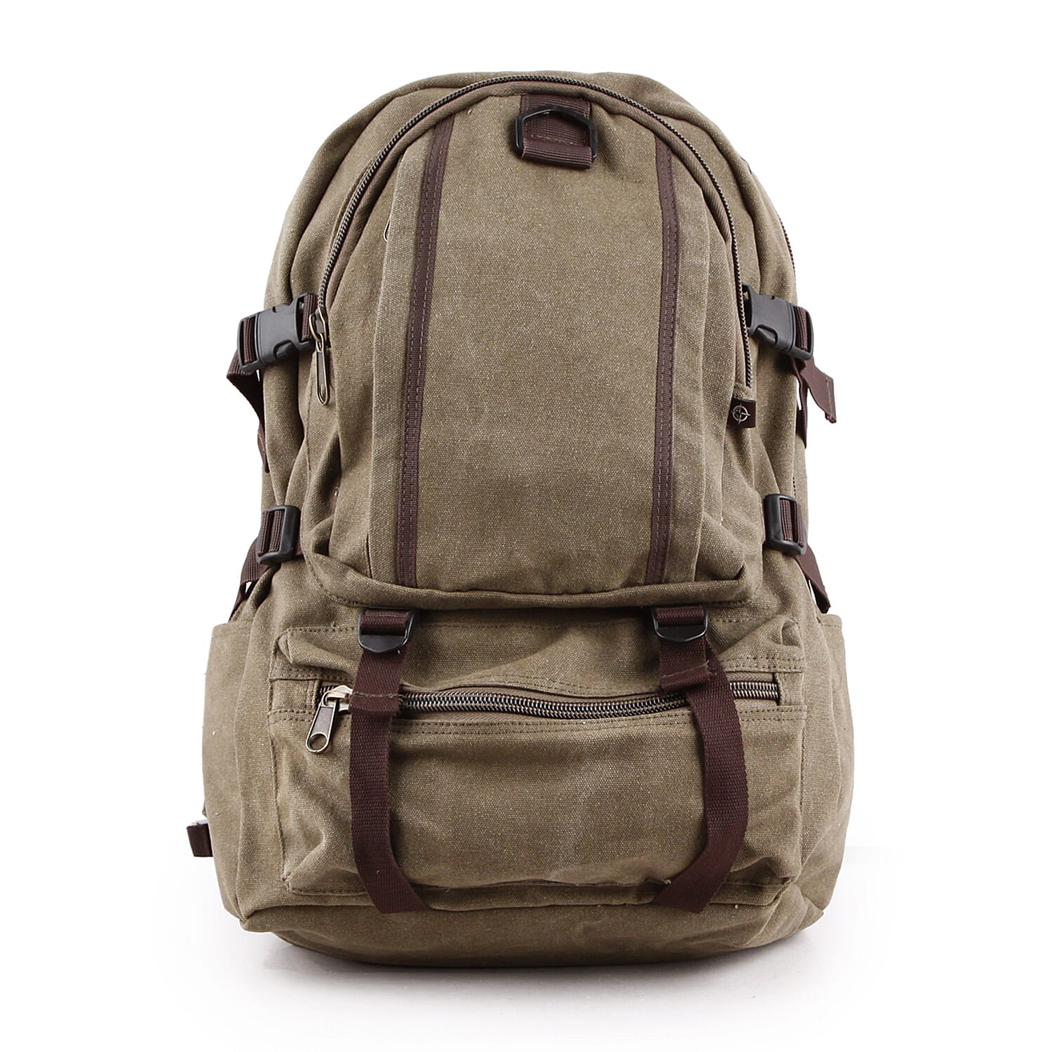 Canvas Side Flaps with Contrast Piping Backpack - Green