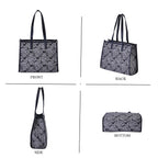 Designer Closeout- Fully Lined Jacquard Canvas Paisley Tote Bag with Zipper Closure and Handles - Black