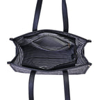 Designer Closeout- Fully Lined Jacquard Canvas Paisley Tote Bag with Zipper Closure and Handles - Black