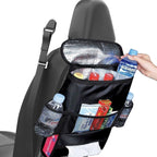 Car Seat Organiser with Heat Retaining Compartment (Size 24x23x14 cm) - Black