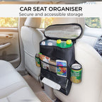 Car Seat Organiser with Heat Retaining Compartment (Size 24x23x14 cm) - Black