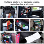 Car Seat Organiser with Heat Retaining Compartment (Size 24x23x14 cm) - Black