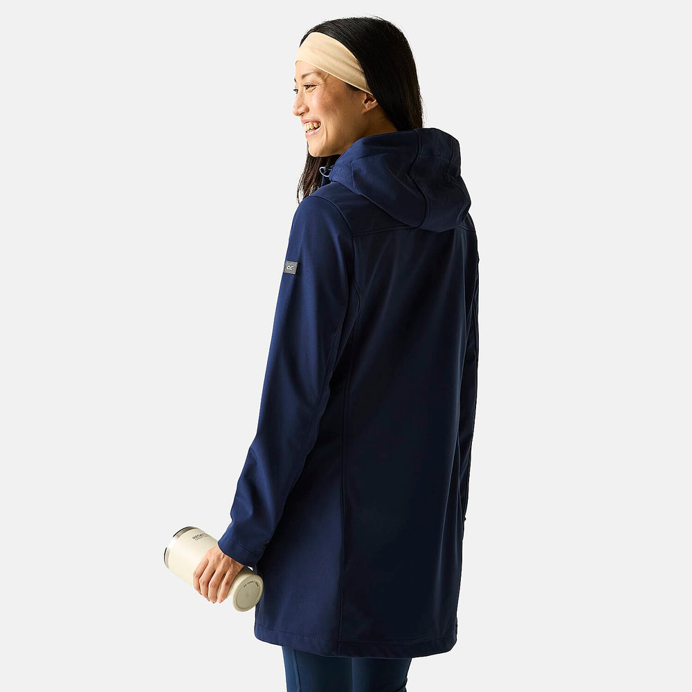 Regatta Womens Softshell Waterproof Longline Jacket with Detachable Hood (Size 14) - Navy