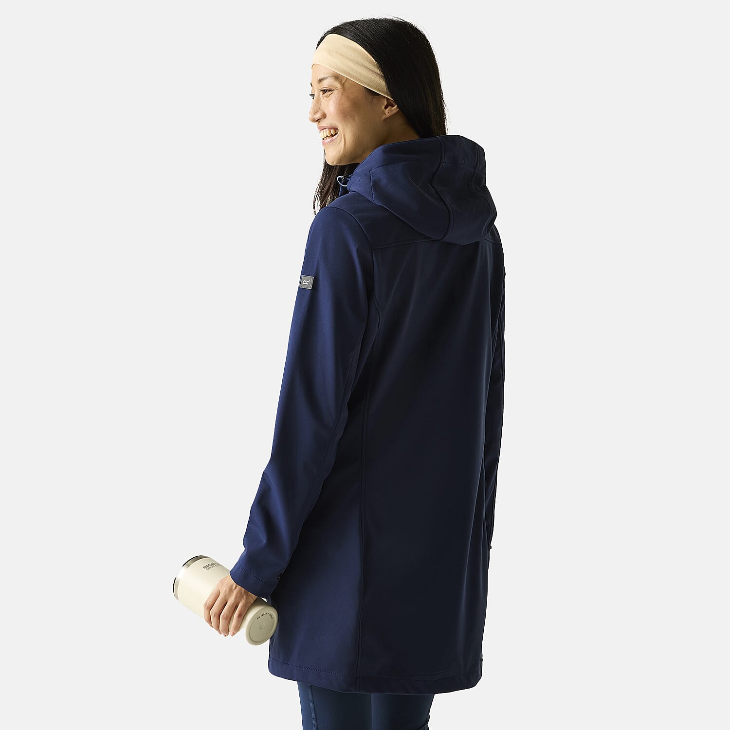 Regatta Womens Softshell Waterproof Longline Jacket with Detachable Hood (Size 14) - Navy