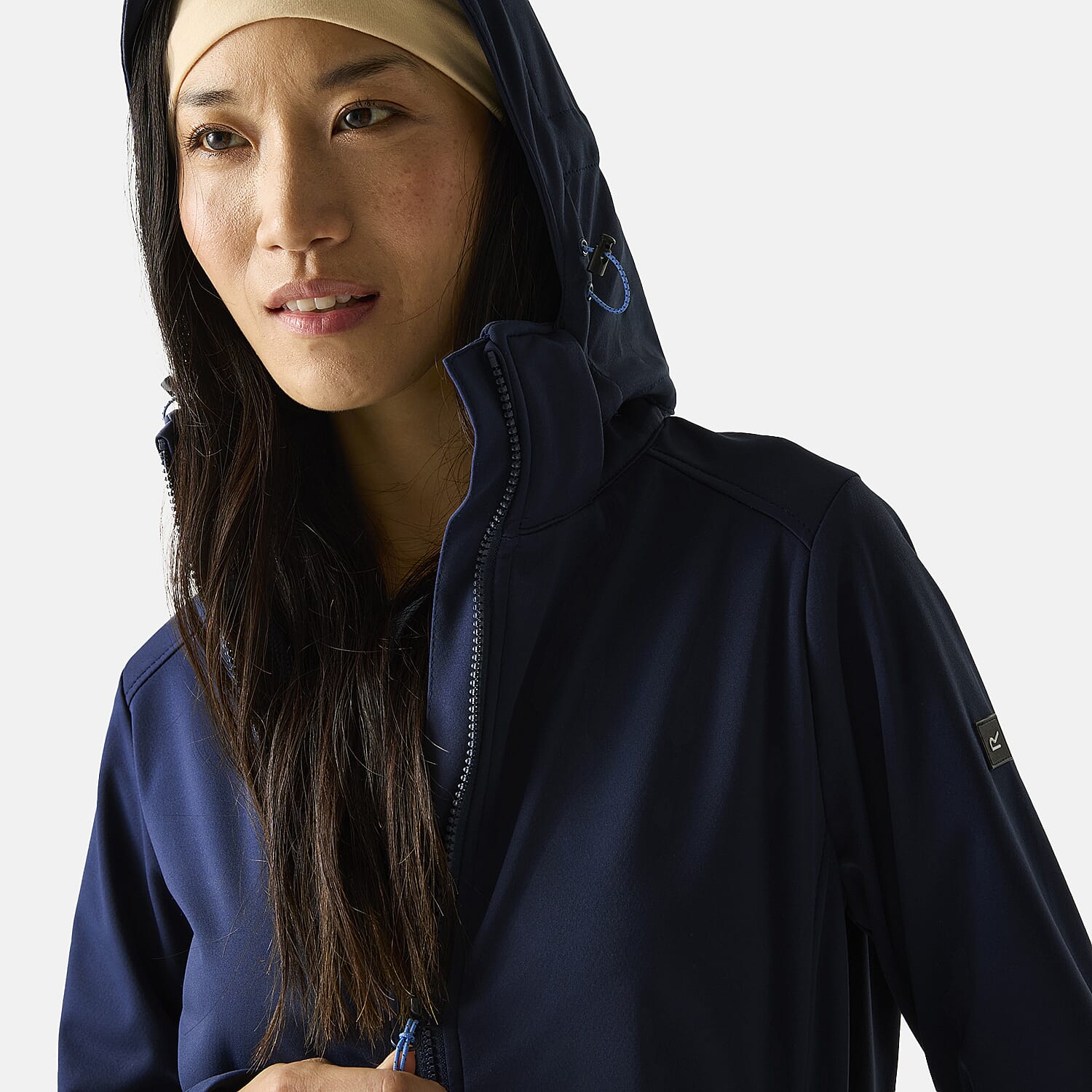 Regatta Womens Softshell Waterproof Longline Jacket with Detachable Hood (Size 14) - Navy