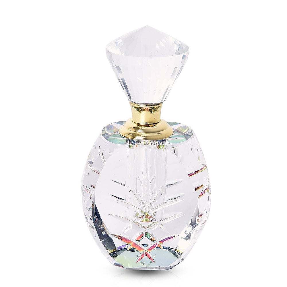 Oval Carved Crystal Refillable Perfume Bottle with Colourful Base (400g)
