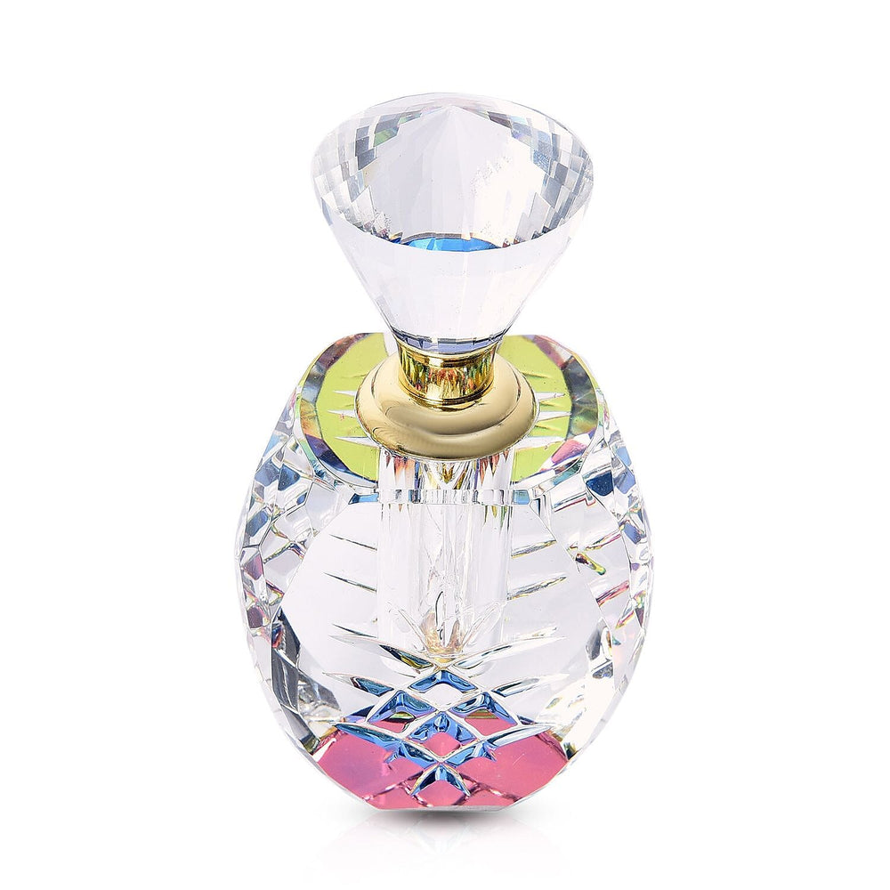 Oval Carved Crystal Refillable Perfume Bottle with Colourful Base (400g)