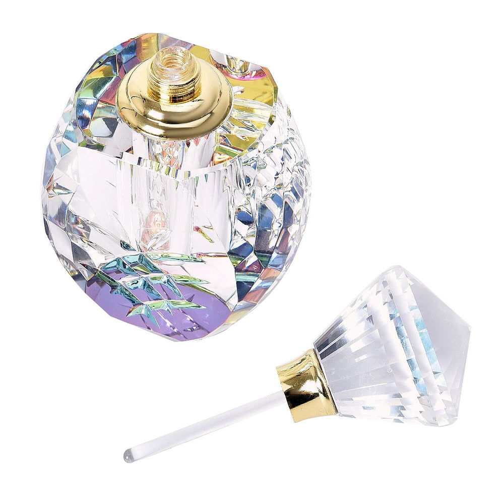 Oval Carved Crystal Refillable Perfume Bottle with Colourful Base (400g)