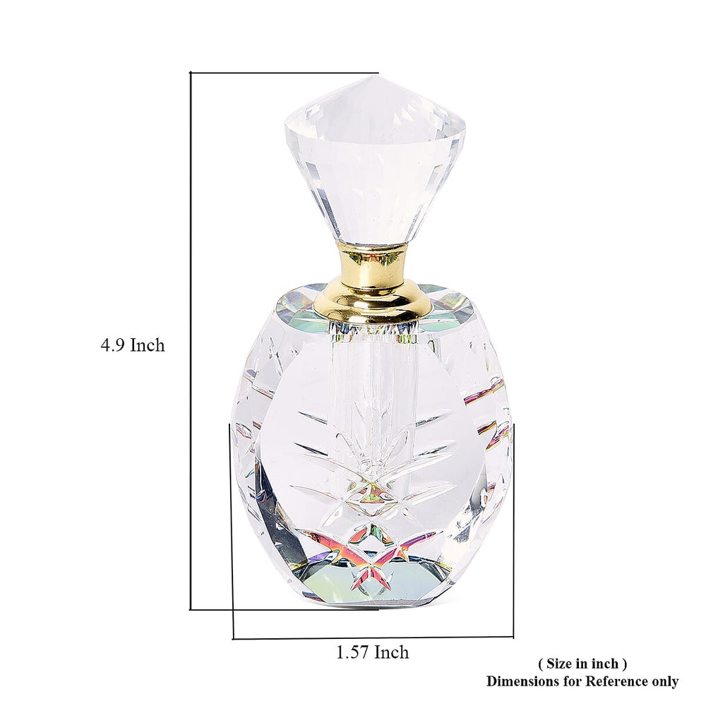 Oval Carved Crystal Refillable Perfume Bottle with Colourful Base (400g)