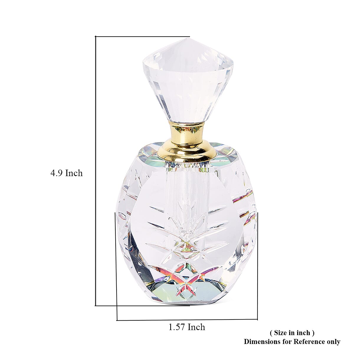 Oval Carved Crystal Refillable Perfume Bottle with Colourful Base (400g)