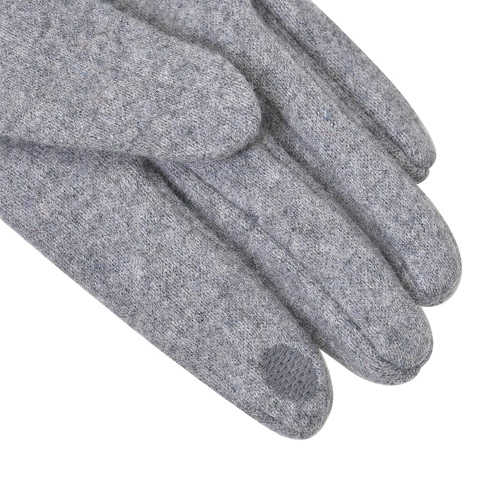 Luxurious 70% Cashmere Gloves with Faux Fur Trim - Grey