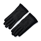 Cashmere Gloves with Rhinestone -Black