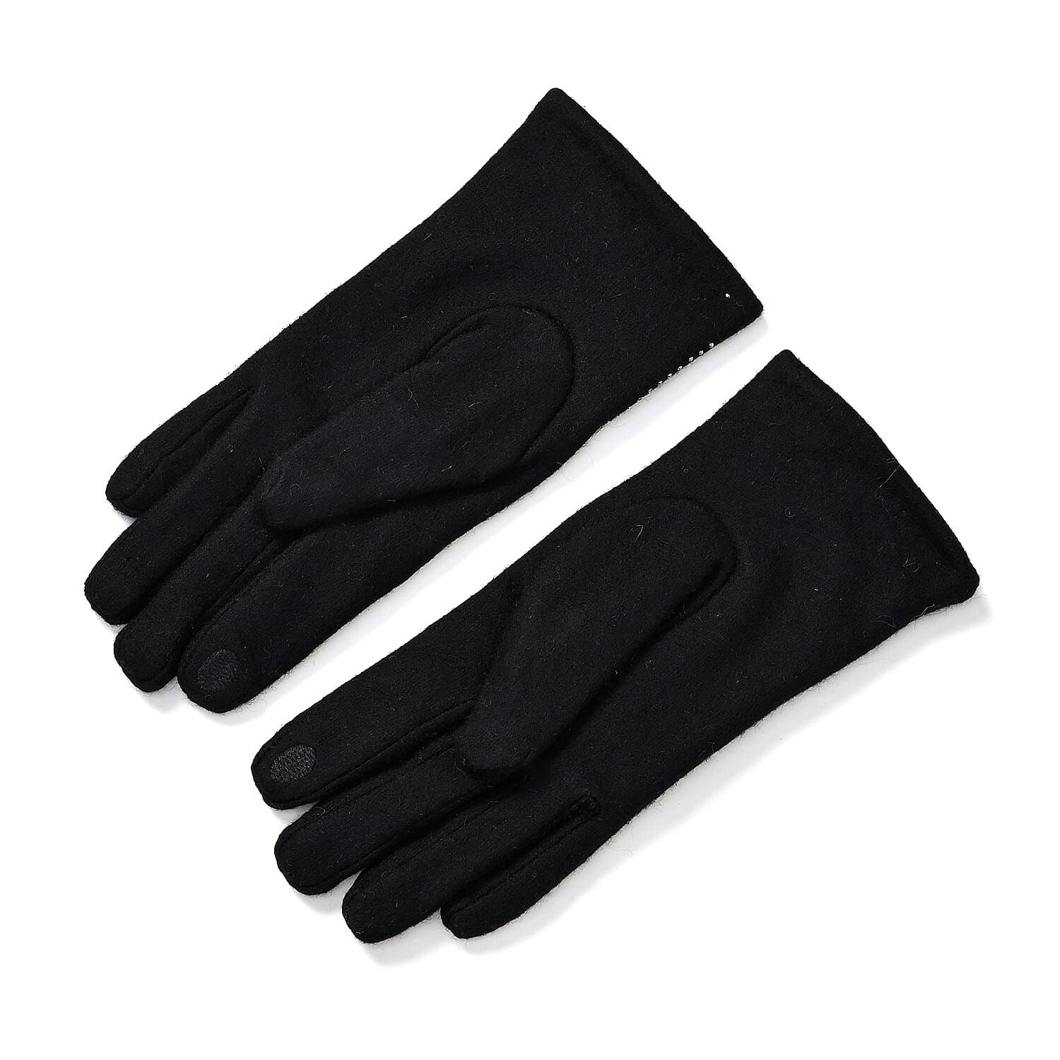 Cashmere Gloves with Rhinestone -Black