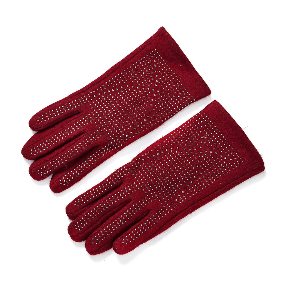 Cashmere Gloves with Rhinestone- Fuchsia