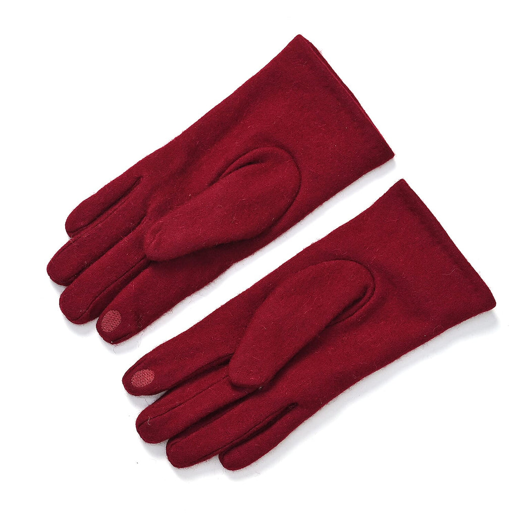 Cashmere Gloves with Rhinestone- Fuchsia