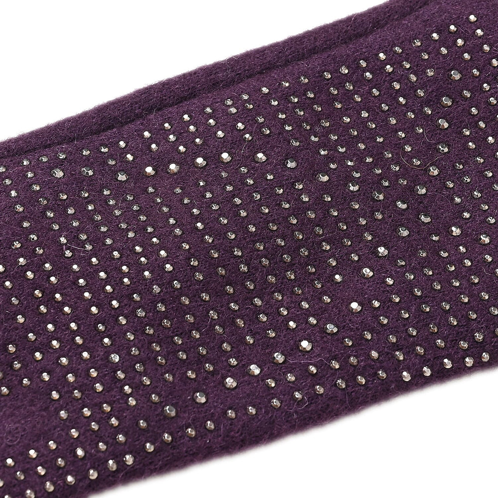 Cashmere Gloves with Rhinestone -Purple & Black
