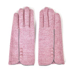Luxury Cashmere Wool Gloves With Button Detailing and Fleece Lining - Pink