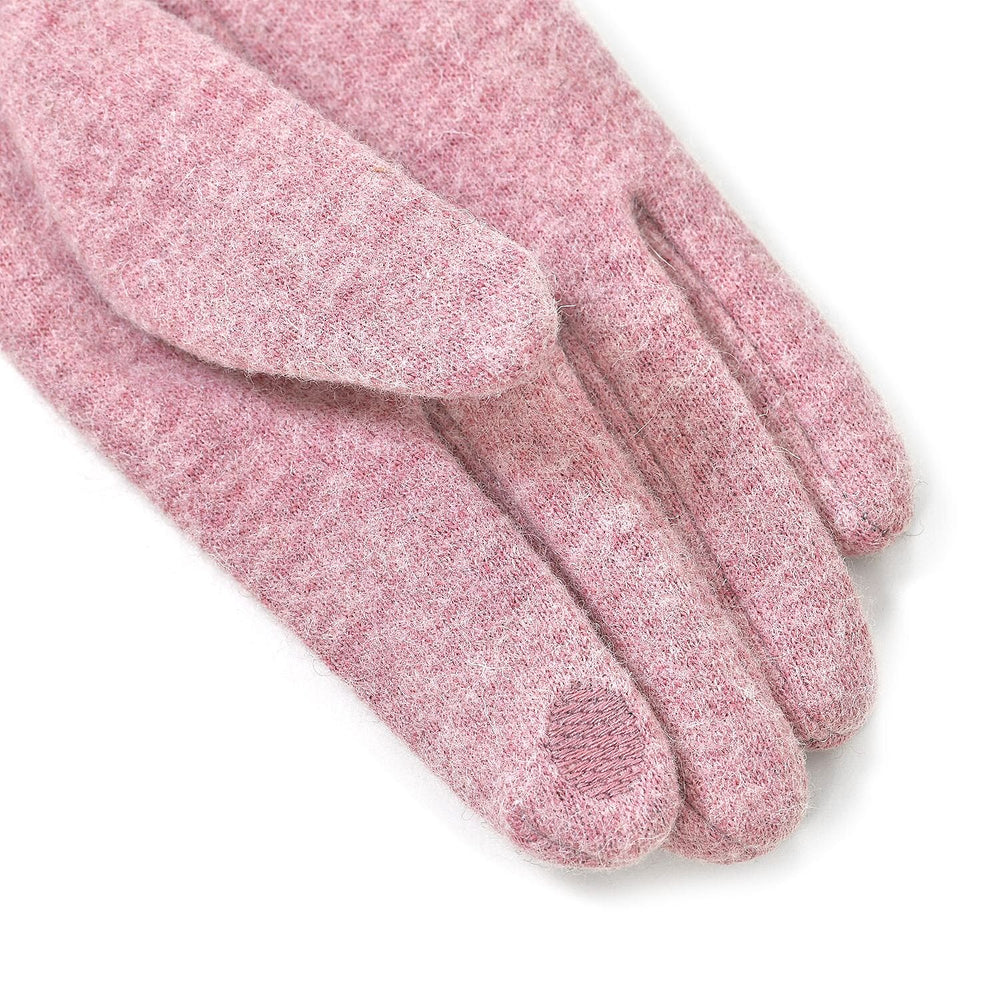 Luxury Cashmere Wool Gloves With Button Detailing and Fleece Lining - Pink