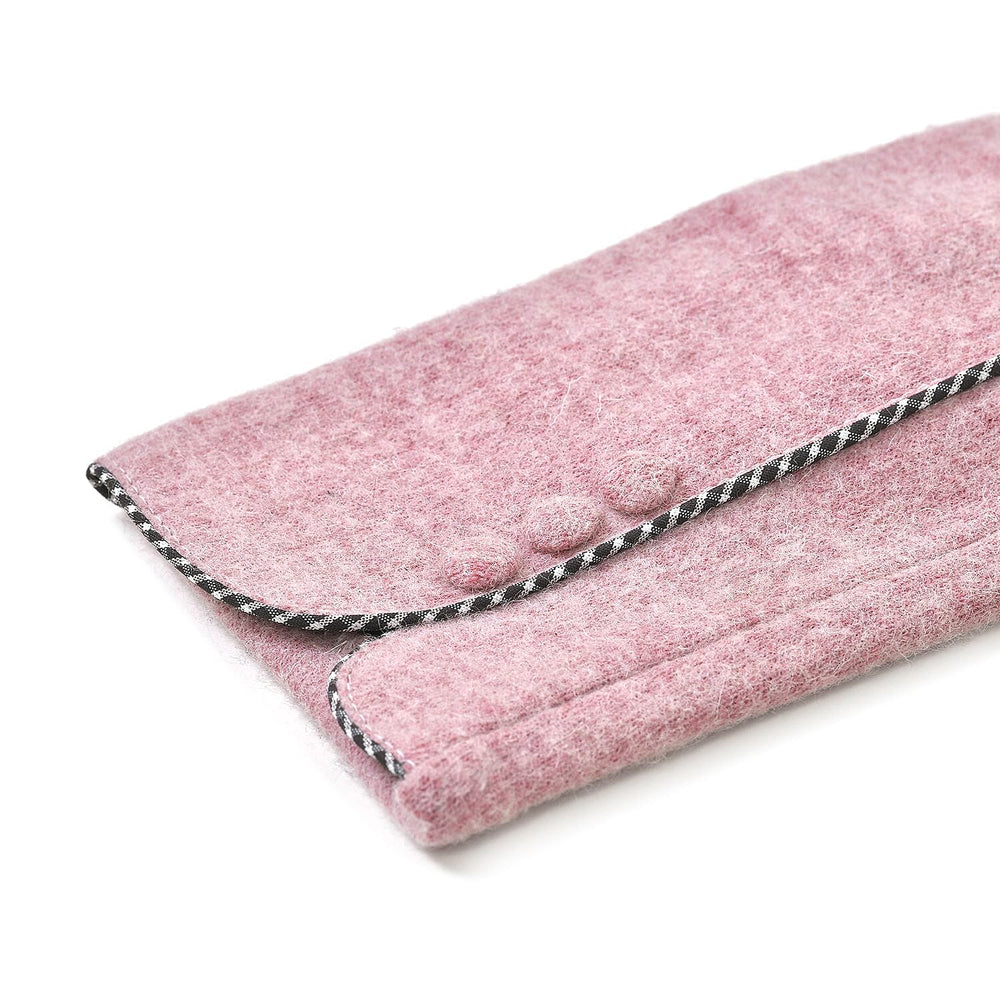 Luxury Cashmere Wool Gloves With Button Detailing and Fleece Lining - Pink