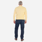 Made In Britain Cavallio Mens Crewneck Jumper With Embroidered Logo (Size S) - Lemon