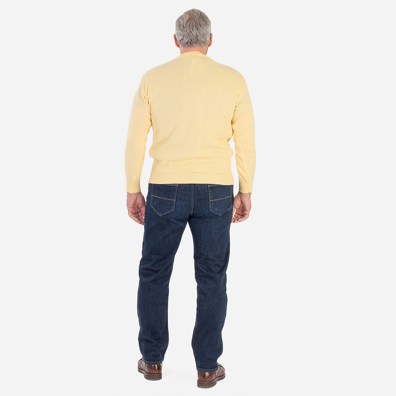 Made In Britain Cavallio Mens Crewneck Jumper With Embroidered Logo (Size S) - Lemon