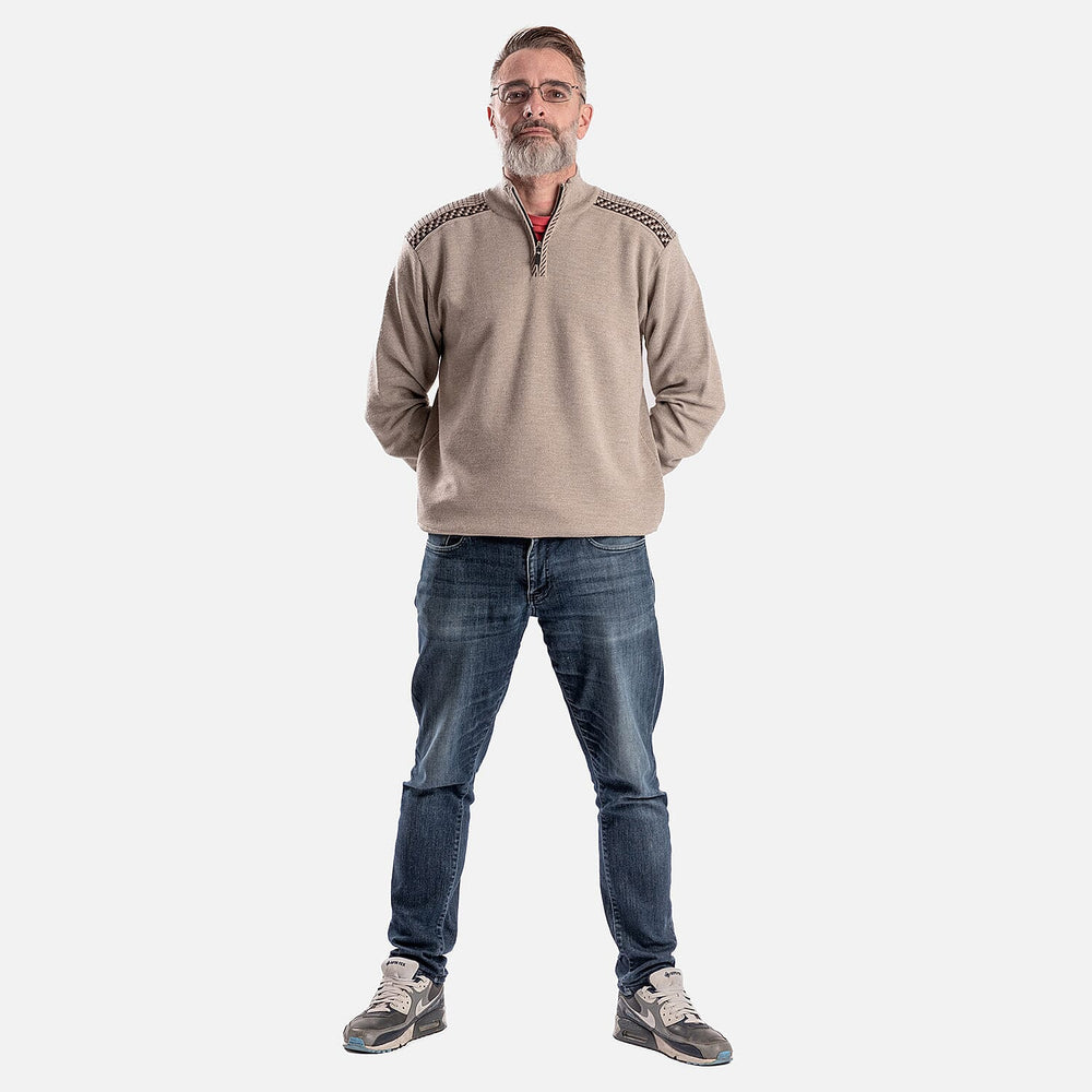 Cavallio Cotton Half Zip Jumper (Size L) - Beige