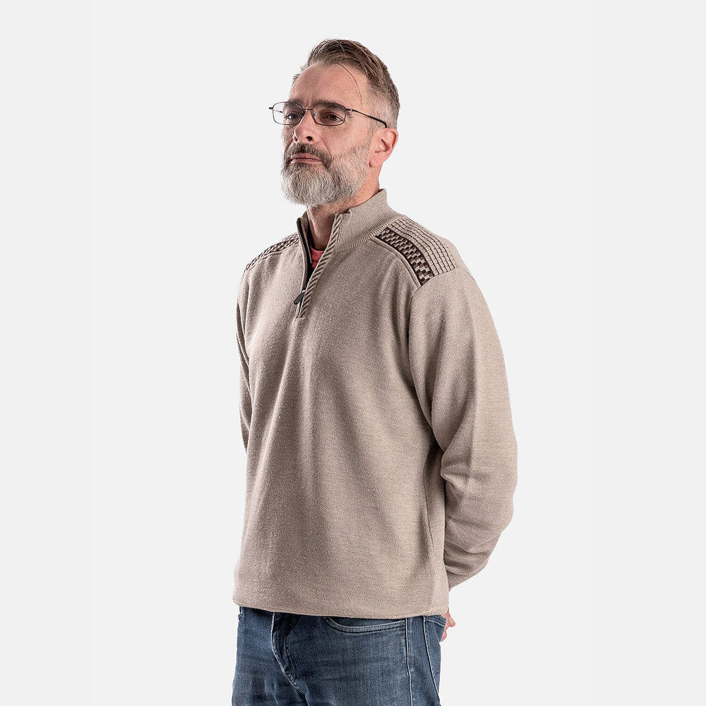 Cavallio Cotton Half Zip Jumper (Size L) - Beige